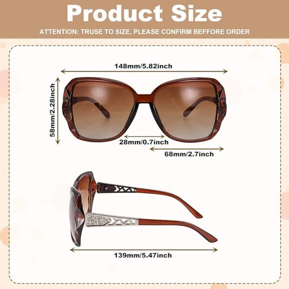 Classic Women's Polarized Sunglasses - Multiple Colors Available, 2x2.3 In - Picture 4 of 16